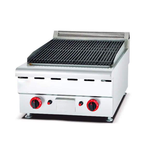 Máy nướng thịt nướng thương mại Gas Iron Grill Counter Top Gas Lava Rock Grill Machine