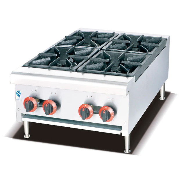 Bếp gas inox thương mại lớn với 4 đầu đốt